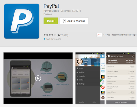 aplikacja paypal