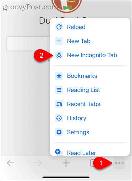 Stuknij Nowa karta Incognito w Chrome na iOS