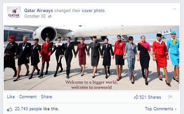 qatar airways facebook cover image post