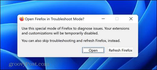 Firefox otwarty tryb rozwiązywania problemów