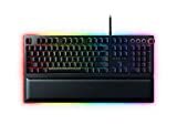 Razer Huntsman Elite Gaming Keyboard: Szybkie przełączniki klawiatury – Liniowe przełączniki optyczne – Oświetlenie Chroma RGB – Magnetyczna pluszowa podpórka pod nadgarstek – Dedykowane klawisze multimedialne i pokrętło – Klasyczna czerń