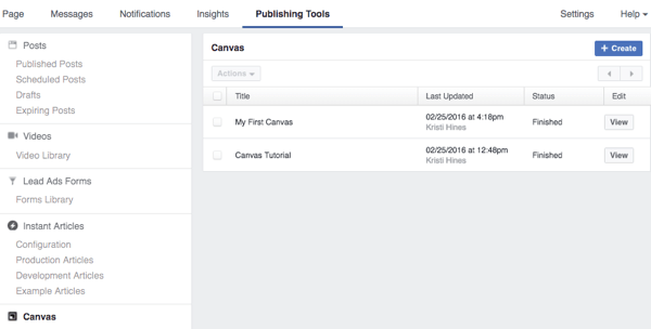 kanwa narzędzi do publikowania na Facebooku