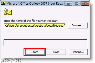 Zrzut ekranu - plik naprawy programu ScanPST programu Outlook 2007