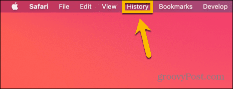 menu historii safari mac