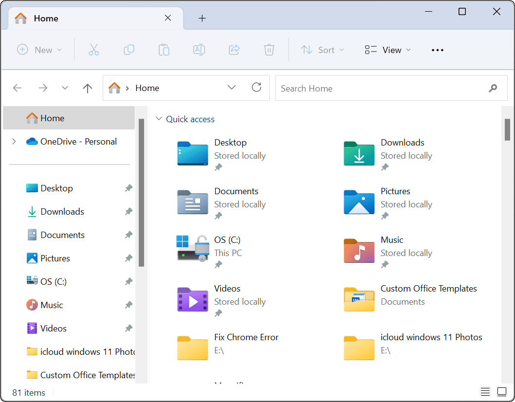 Eksplorator plików otwarty na OneDrive 