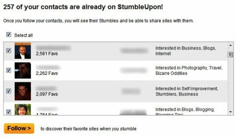 Kontakty na StumbleUpon