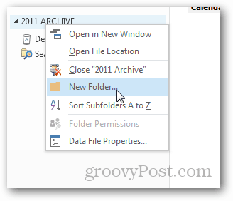jak utworzyć plik pst dla programu Outlook 2013 - nowy folder