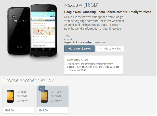 Google zniżki na smartfona z Androidem Nexus 4 do 199 USD