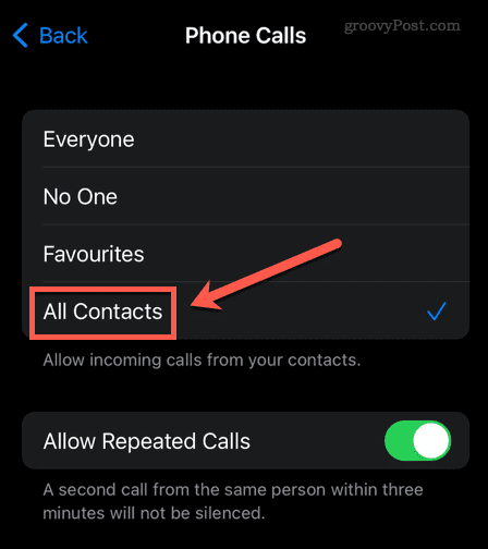 zezwól na wszystkie kontakty iphone
