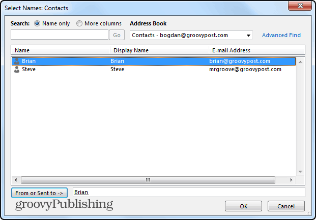 Foldery wyszukiwania programu Outlook 2013 z określonych