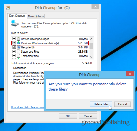 Odzyskaj występy miejsca na dysku twardym po aktualizacji systemu Windows