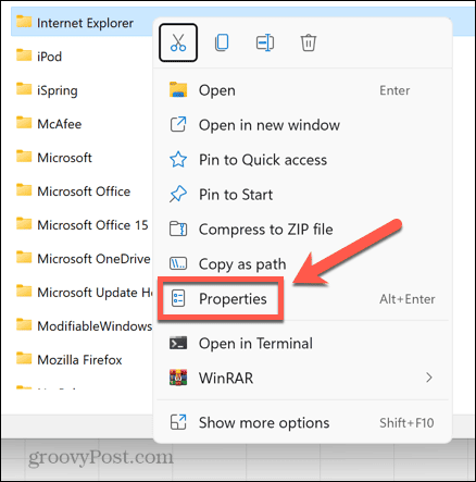 Właściwości folderów Windows 11