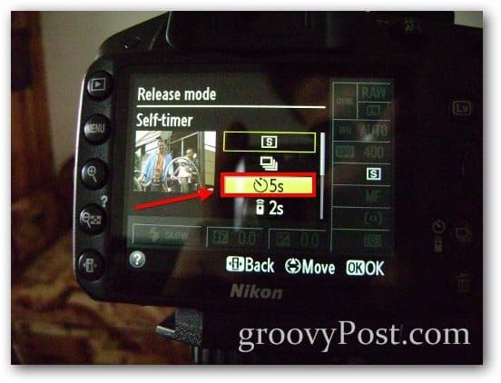 samowyzwalacz domyślny 5 sekundowy timer Nikon ustaw zdjęcie konfiguracyjne