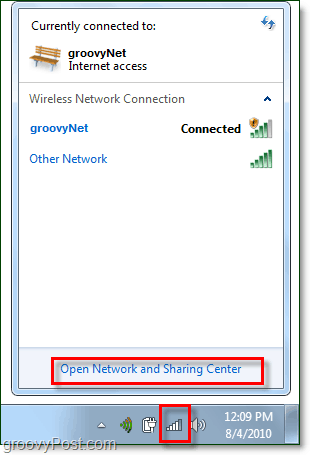 zarządzaj sieciami z zasobnika systemowego Windows 7