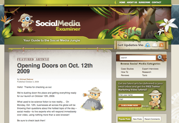 SocialMediaExaminer.com w październiku 2012.