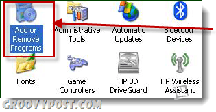 dodaj lub usuń programy systemu Windows XP