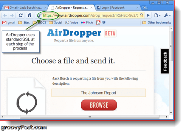 Zrzut ekranu ze zdjęciem Dropbox Airdropper - wybierz plik