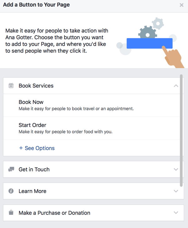 Możesz wybierać spośród wielu przycisków wezwań do działania na swojej stronie na Facebooku.