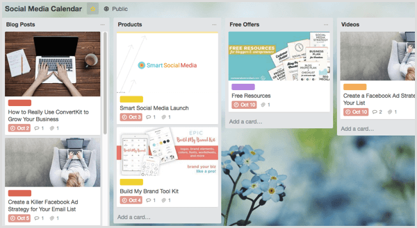 Trello zarządza tworzeniem treści w mediach społecznościowych