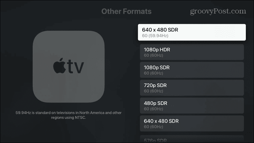 Zmień rozdzielczość wyświetlania Apple TV