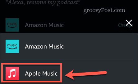 alexa wybierz muzykę z jabłek