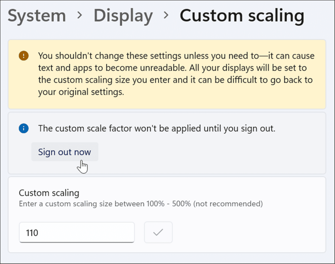 wyloguj się dostosuj ustawienia skali wyświetlania w systemie Windows 11