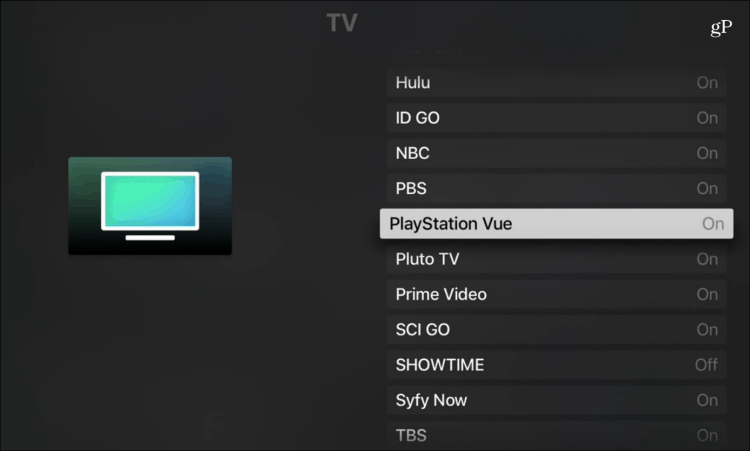 Aplikacja Apple TV PlayStation Vue