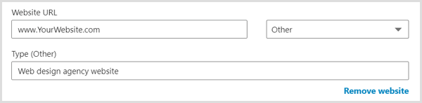 Dostosuj etykietę swojej witryny w swoim profilu LinkedIn.
