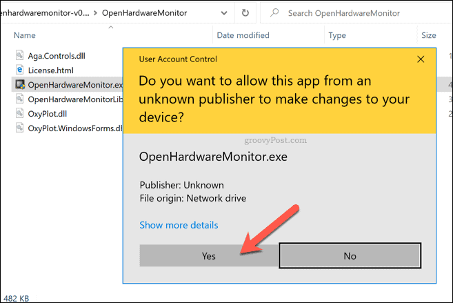 Ostrzeżenie funkcji UAC systemu Windows 10 dotyczące otwartego monitora sprzętu