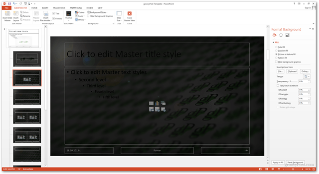 Szablon pakietu Office 2013 Utwórz Utwórz projekt niestandardowy POTX Dostosuj slajdy samouczek Jak tło