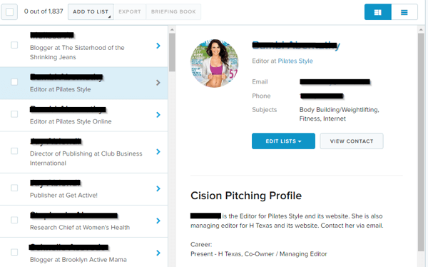 To jest przykładowy profil firmy Cision.