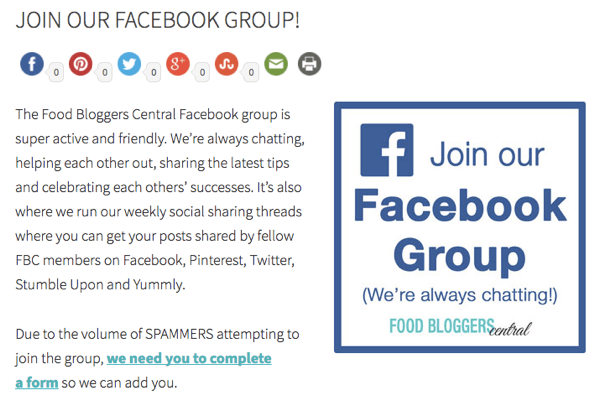 Zaproś odwiedzających witrynę do przyłączenia się do Twojej grupy na Facebooku.