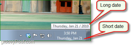 Zrzut ekranu systemu Windows 7 - długa data vs. krótka randka