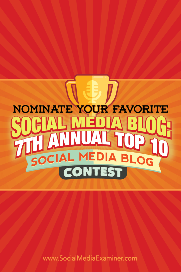 7. doroczny konkurs dla 10 najlepszych blogów społecznościowych