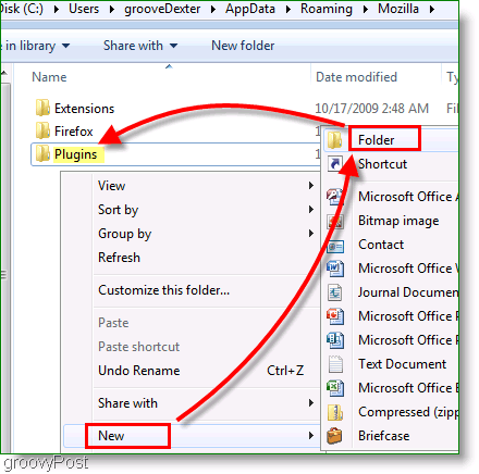 Zrzut ekranu: Utwórz nowy folder Windows 7