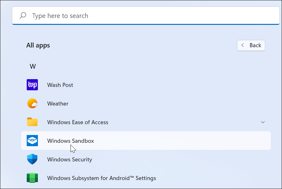 skonfiguruj piaskownicę systemu Windows w systemie Windows 11