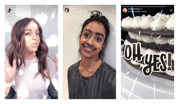 Instagram wypuścił pierwszą partię nowych efektów aparatu zaprojektowanych przez Arianę Grande, Buzzfeed, Lizę Koshy, Baby Ariel i NBA w aparacie Instagram i planuje wkrótce wprowadzić więcej nowych efektów.