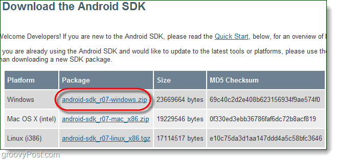 Pobierz zestaw Android SDk