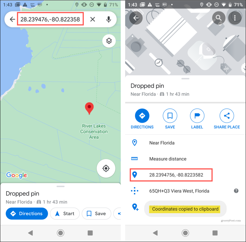 Android upuścił pinezkę w Mapach Google