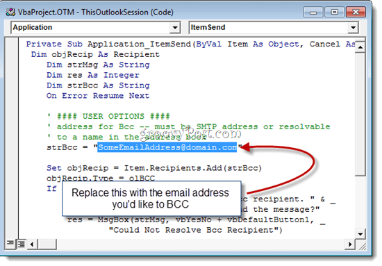 Auto BCC z programem Outlook 2010