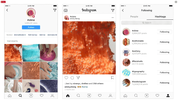 Aby posty i innych użytkowników były jeszcze bardziej wykrywalne na platformie, Instagram wprowadził hashtagi, które użytkownicy mogą śledzić i odkrywać najpopularniejsze posty i najnowsze historie. 