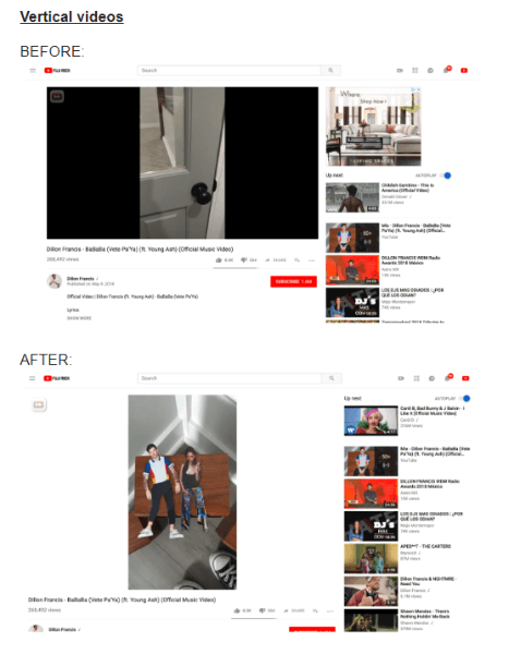 YouTube zaktualizował sposób wyświetlania filmów w pionie na pulpicie.