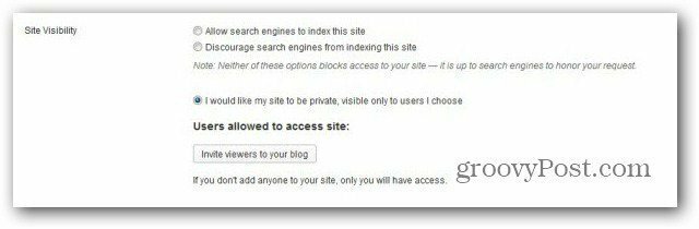 wordpress com sprawia, że ​​blog zaprasza prywatnych użytkowników