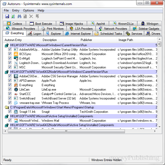 Sysinternals Autoruns pomaga zarządzać elementami startowymi systemu Windows