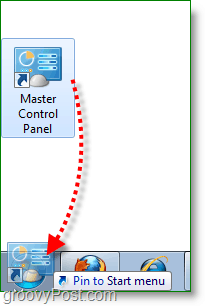 Zrzut ekranu systemu Windows 7 -drag master panel sterowania, aby uruchomić menu