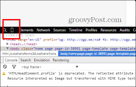 Emulacja narzędzi programistycznych Chrome