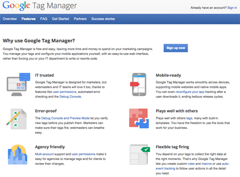 funkcje menedżera tagów Google