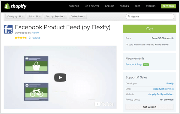 Facebook Product Feed by Flexify strona wtyczki