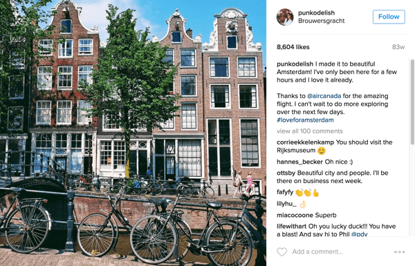 Air Canada współpracuje z osobami wpływającymi na Instagram, aby promować nowe trasy do Amsterdamu, Meksyku i Dubaju.