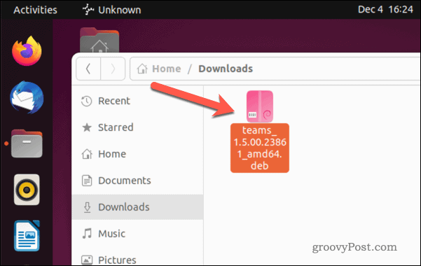 Otwórz plik instalacyjny Microsoft Teams na Ubuntu